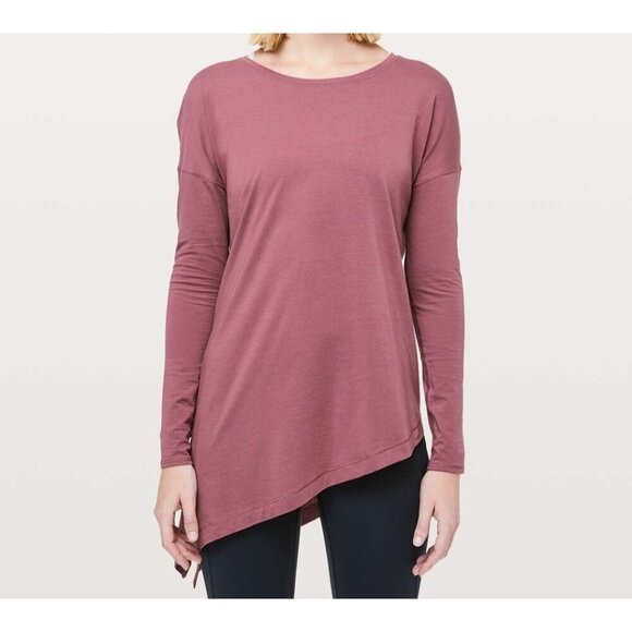 Lululemon To the Point Long Sleeve Top Shirt Misty Merlot Asymmetrical Women's 2 - Picture 1 of 8